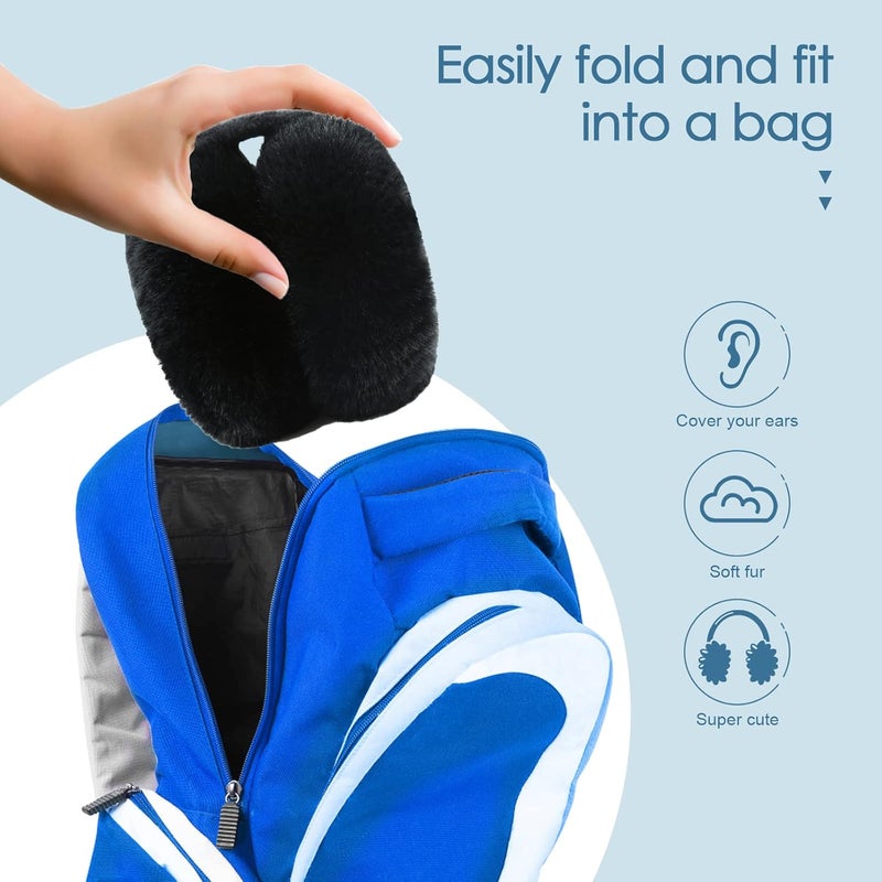 FSTEOE Women Winter Ear Muffs Foldable Girl Ear Warmer Fashion Furry Earmuff Soft Ear Cover Cold Weather - Image 4